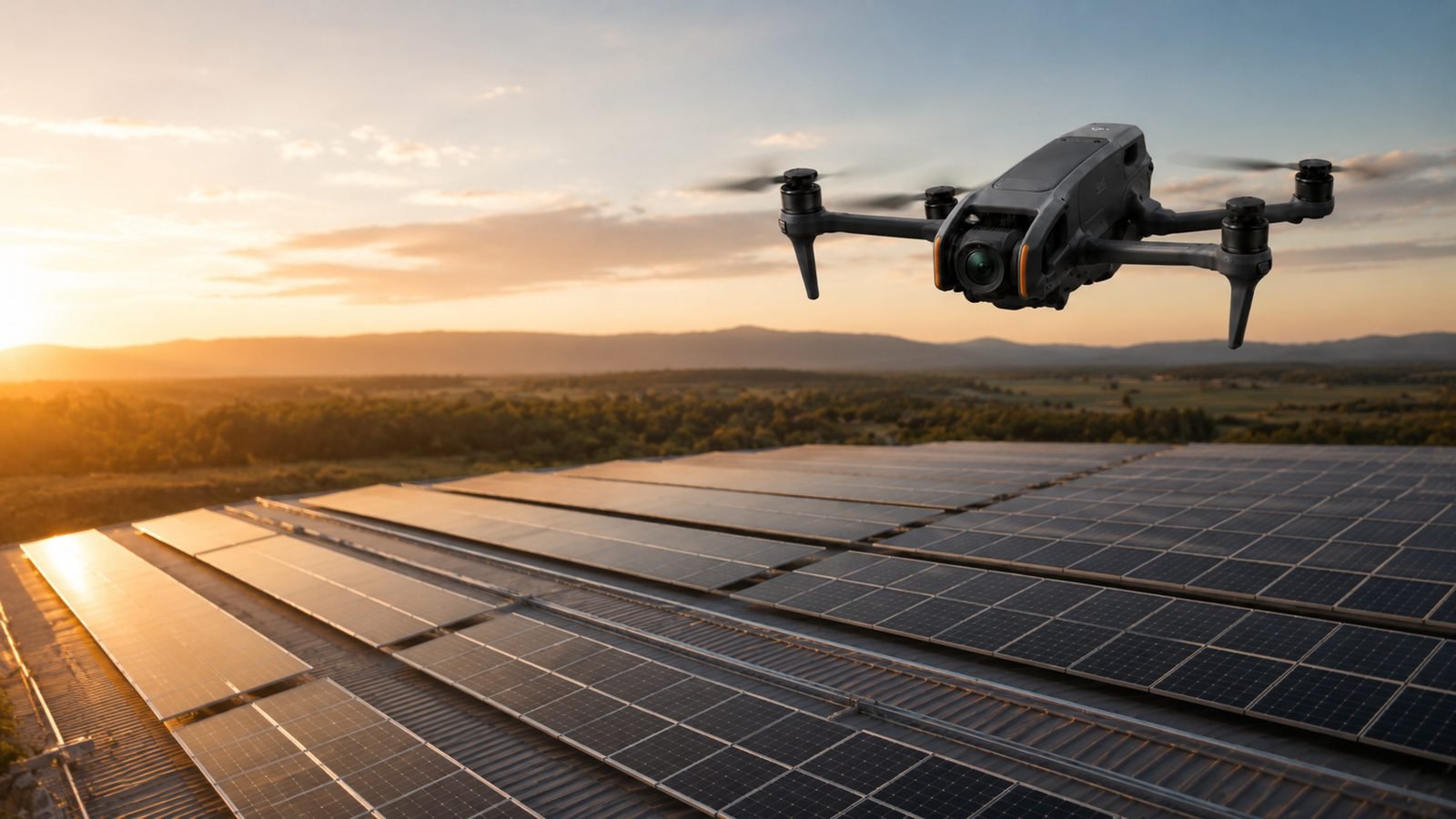Saulės elektrinių apžiūra dronu